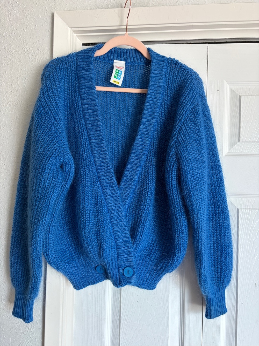 Vintage St. Michael Royal Blue Mohair Sweater Cardigan
